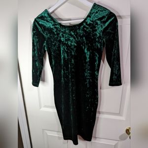 Forever 21 green velour bodycon dress size small